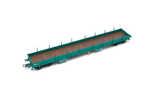FS, 4-axle flat wagon Res, green livery, with handbrake, period V-VI