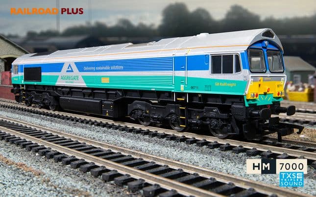 RailRoad Plus: Class 66 - Aggregates Industries - 66711 'Sence' (DCC Sound Fitted)