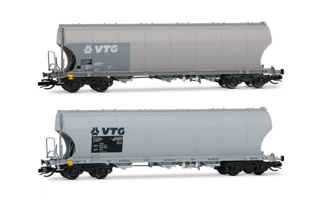 D-VTG, 2-unit pack cereal 4-axle hopper wagons, “VTG”, period VI