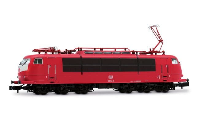 DB, locomotora eléctrica 103 140, decoración roja oriental, pantógrafo de brazo simple, ép. IV, con decoder de sonido
