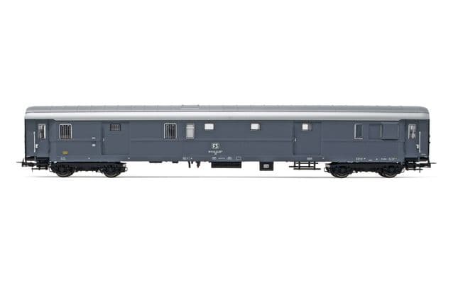 FS, luggage van Dz 83000 with bogies 27, grey livery, period IV. Suitable AC wheelsets for this item: HC6102 (10,50 x 24,50 mm)