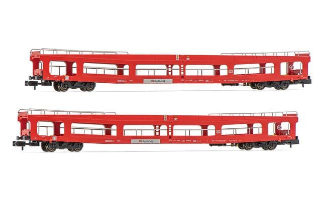 DB Autozug, 2-tlg. Set, Autotransportwagen DDm, in roter Lackierung, Ep. VI