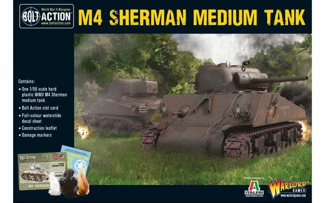 M4 Sherman Medium Tank 1:56 WWII Military Wargaming Plastic Model Kit