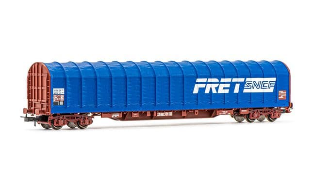 SNCF, wagon bâché à 4 essieux Rils, livrée bleu "Fret", ép. V