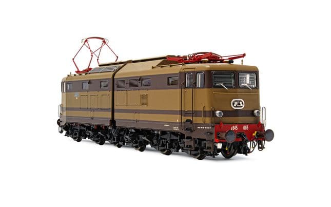 FS, electric locomotive E.645, 2nd series, original front windows, castano/isabella livery, period IV-V, with DCC-sounddecoder