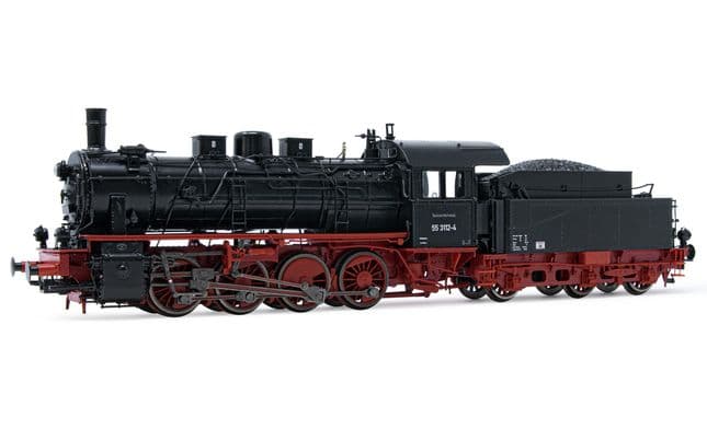 DR, steam locomotive class 55.25 (ex Pr. G 8.1), black/red livery, period IV