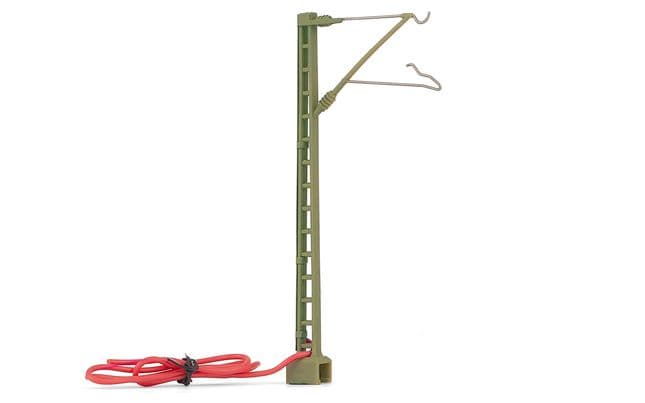 Gitter-Fahrleitungsmast, grün, mit Anschlusskabel