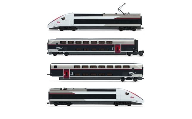 TGV Duplex Carmillon, 4-unit pack with loco, dummy loco and 2 end coaches, ep. VI, with DCC sound decoder