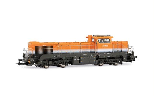 BASF, dieselelektrische Lokomotive Vossloh DE 18, orange/grau, Ep. VI