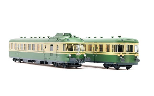 SNCF, diesel railcar RGP I with trailer, green/beige livery, ep. IV