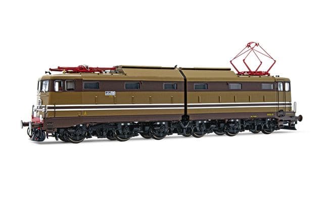 FS, electric locomotive E.645, 2nd series, castano/isabella livery with aluminium stripes and black bogies, period IV, with DCC-sounddecoder