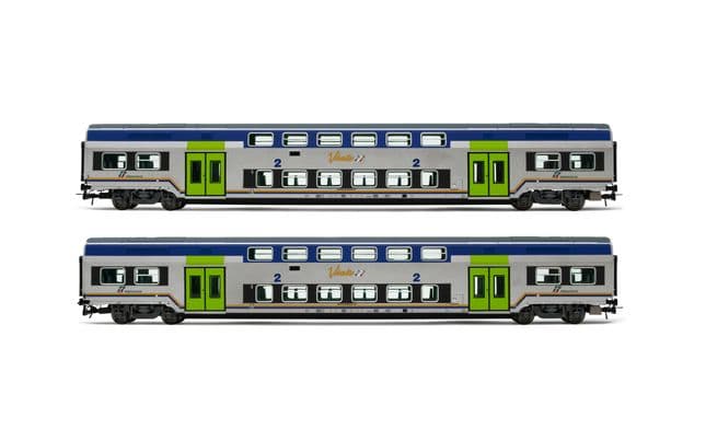 FS Trenitalia, 2-unit set of Vivalto intermediate coaches, DPR livery, new "Vivalto" logo, period VI