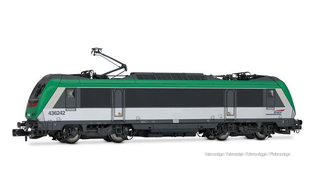 SNCF, locomotora eléctrica BB 436242, decoración plata-verde FRET con logotipo «Casquette», con decoder de sonido multiprotocolo
