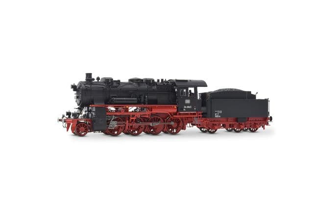 DB, locomotiva a vapore classe 56.20, caldaia con 3 duomi simmetrici, livrea nera/rossa, ep. III, con DCC sound decoder