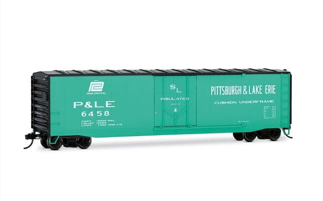 P&amp;LE, plug door boxcar, light blue livery without roof walkway, #6458