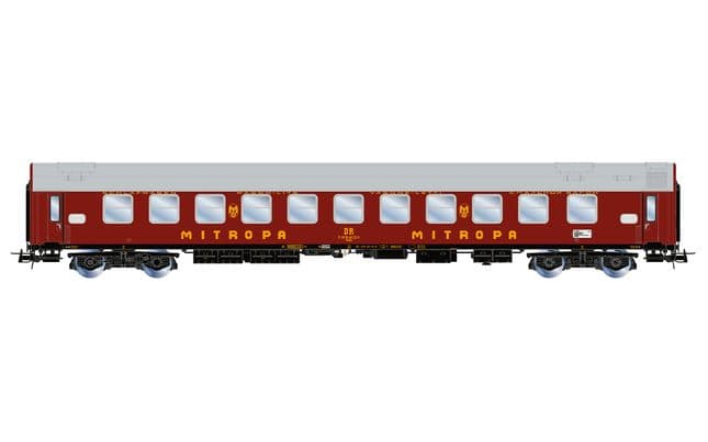 DR, set di 3 carrozze treno auto-cuccette "Berlino – Lörrach", composto da 1 x Bc + 1 x WLAB + 1 x DDm, livrea verde/rossa, ep. IV