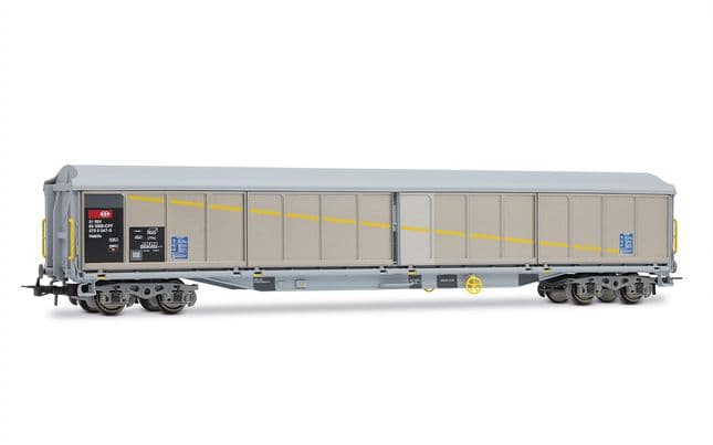 SBB, 2-unit set of 4-axle sliding-wall wagon type Habils, livery with patches, ep. V