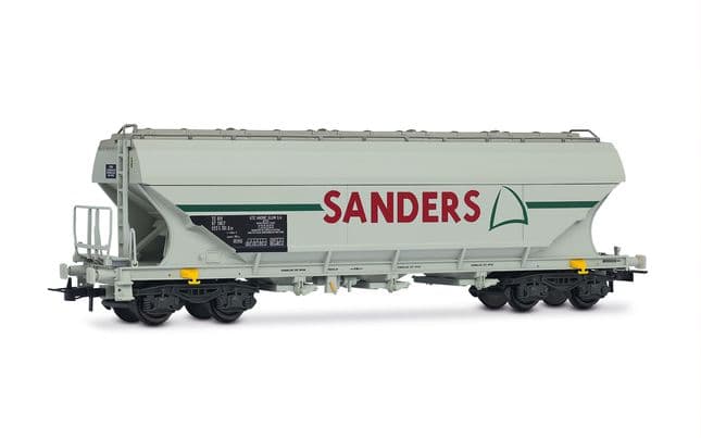 SNCF, 2-unit set of 4-axle flat-sided silo wagons "SANDERS", in grey livery, ep. V