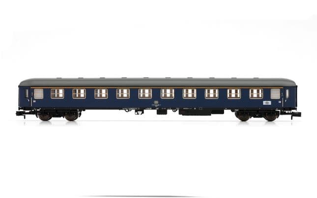 DB, 4-unit pack coaches, 1 x Am, 2 x Bm, 1 x ARm217, blue resp. green livery, period IV