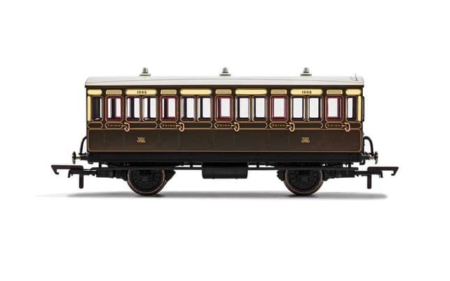 GWR, 4 Wheel Coach, 3rd Class, Fitted Lights, 1882 - Era 2/3
