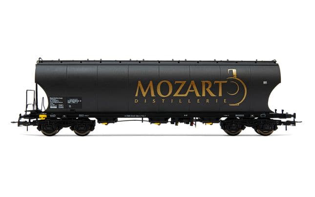 Round-sided hopper wagon "Mozart Distillerie", nero e oro livrea, periodo VI