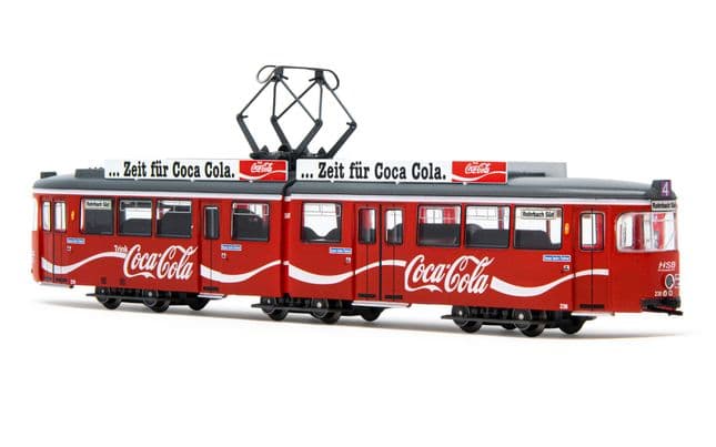 Straßenbahn, Typ Duewag Gt6, version Heidelberg, in "Coca Cola"-Lackierung, Ep. IV, mit DCC-Decoder