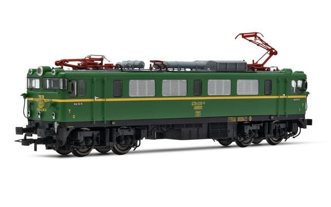 RENFE, locomotora eléctrica clase 279, decoración verde/amarillo, ép. IV
