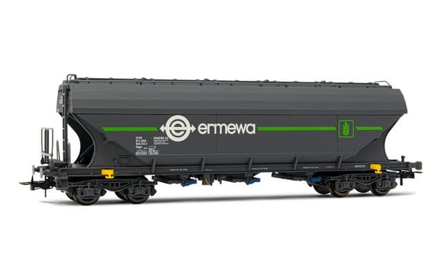 ERMEWA, wagon-trémie à 4 essieux Uagps à parois plates, livrée "Ermewa", ép. VI. Jeux de roues AC appropriés: HC6100 (10,27 x 25,20 mm)