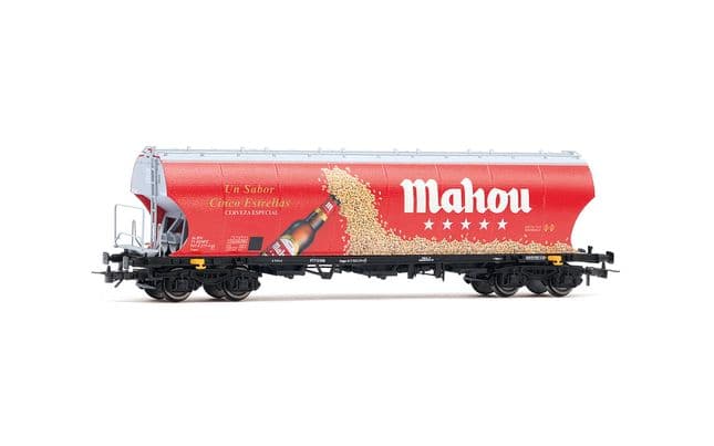 RENFE, vagón tolva cerealera de 4 ejes, con paredes laterales redondeadas, «Mahou»