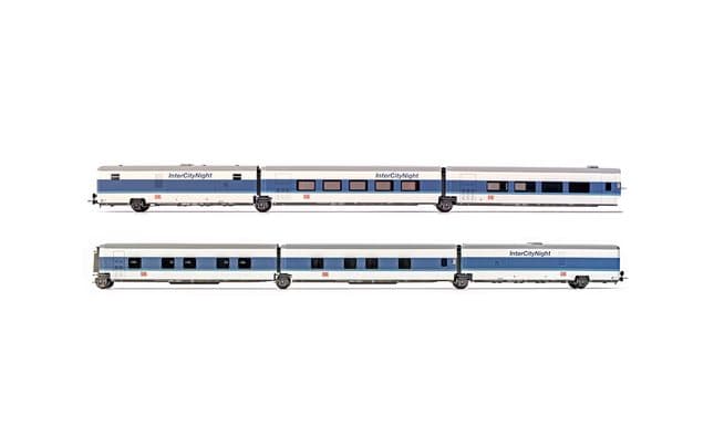 DB AG, 6-unit base set, "InterCityNight" in blue/white livery, period V