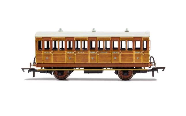 GNR, 4 Wheel Coach, 3rd Class, Fitted Lights, 1505 - Era 2