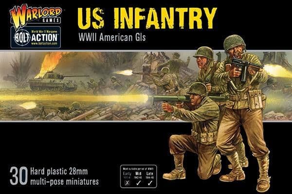 US Infantry American GIs 1:56 WWII Military Wargaming Figures Plastic Model Kit