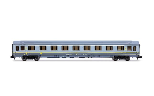 FS, 2-tlg. Set UIC-Z1-Wagen, bestehend aus 1.-Klasse-Wagen in grau/gelber Farbgebung + 2.-Klasse-Wagen in „Bandiera“ Farbgebung, Ep. V