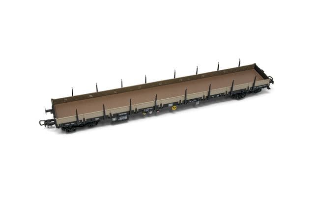 DB, 4-achs. Flachwagen Res, in schwarz/grauer Lackierung, Ep. IV