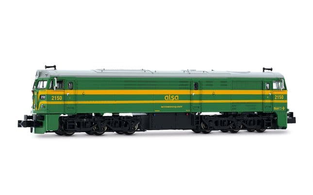ALSA, diesel locomotive 2150, green-yellow livery, ep. VI