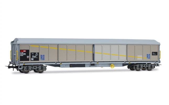 SBB, 2-unit set of 4-axle sliding-wall wagon type Habils, livery with patches, ep. V