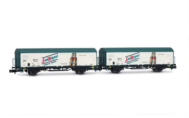 RENFE, 2-tlg. Set JPD-Wagen „San Miguel" , beige/grün, Ep. V