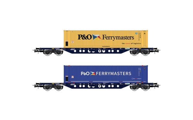 2-unit pack Container wagon, loaded with 45' containers "P&amp;O Ferrymaster" (blue and yellow), ep. V-VI
