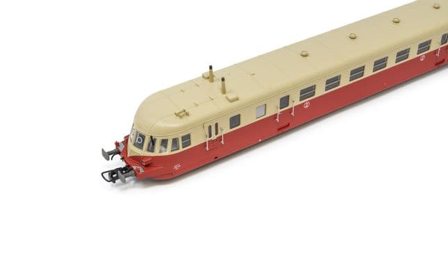 SNCF, autorail diesel ABJ 2, livreé rouge/beige avec toit beige, ép. III
