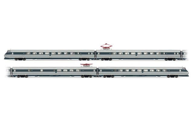 Rivarossi (H0 1:87) FS, set of 4 units ETR 401 Pendolino in silver/blue livery, squared logo