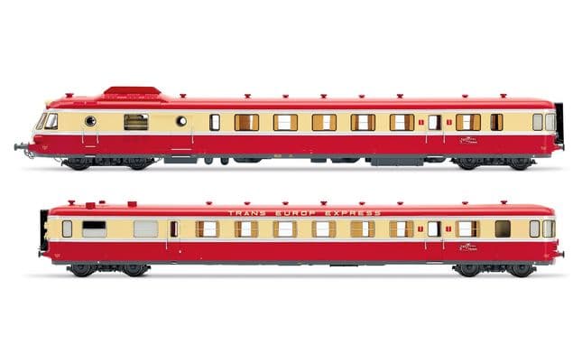 SNCF, autorail diesel RGP I avec remorque, livrée TEE rouge/beige, ép. III