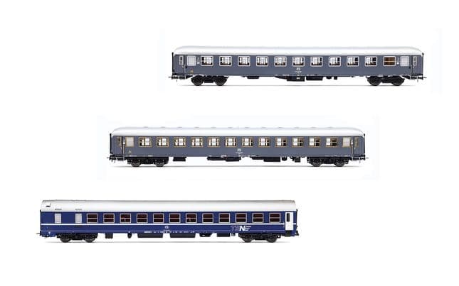 FS, 3-unit pack of Exp 234/235 Remus Roma – Wien, UIC-X '68 couchettes + UIC-X '68 2nd class grey + WLABm MU '73 TEN