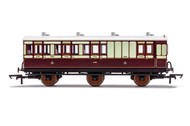 LNWR 6 Wheel Coach Brake 3rd Class Fitted Lights 7463 Era 2
