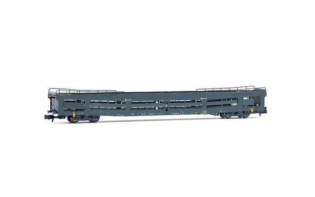 RENFE, 2-tlg. Set, Autotransportwagen DDMA, mit Schutzgittern, in ursprünglicher Lackierung, Ep. IV
