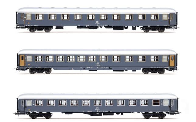 FS, 3-unit pack of Exp 234/235 Remus Roma – Wien, UIC-X '68 couchettes + UIC-X '68 1st class + UIC-X '75 1st/2nd class, grey