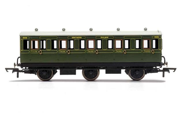 SR, 6 Wheel Coach, 3rd Class, Fitted Lights, 1909 - Era 3