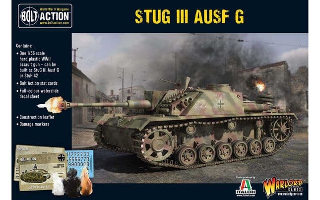 StuG III AUSF G German Assault Gun Tank 1:56 WWII Military Wargaming Plastic Model Kit