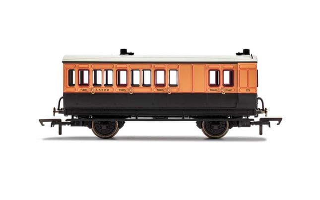 LSWR, 4 Wheel Coach, Brake 3rd Class, Fitted Lights, 179 - Era 2