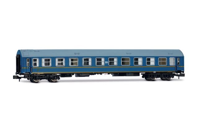 DR, coffret de 4 voitures OSShD Type B « Touristen-Express », livrée bleue, composé de 2 voitures WLAB, 1 voiture WR et 1 voiture-salon, èp. III