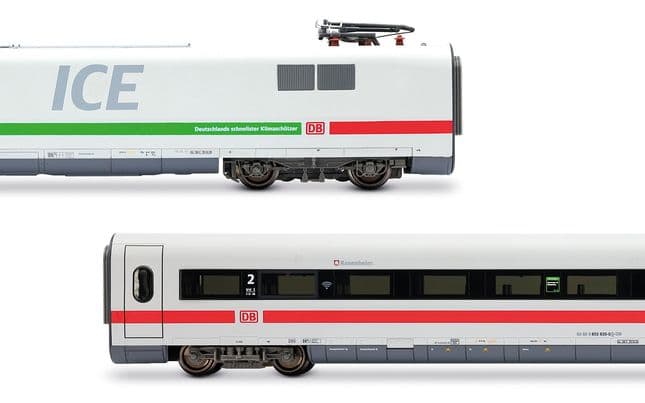 DB AG, ICE 1, Tz 155 „Rosenheim”, 4-tlg. Grundset (Lok, Dummy, je ein Wagen 1. + 2. Klasse), „Klimaschützer”